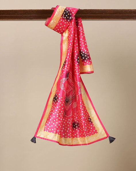 Digital Bandini Print Bamboo Silk Stole Price in India