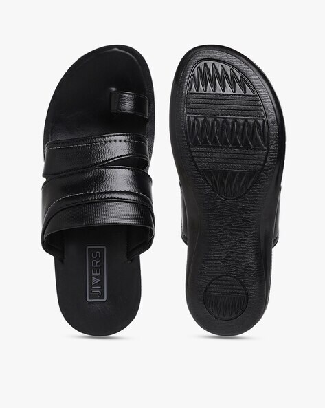 Men Brand Print Slides with Velcro Strap