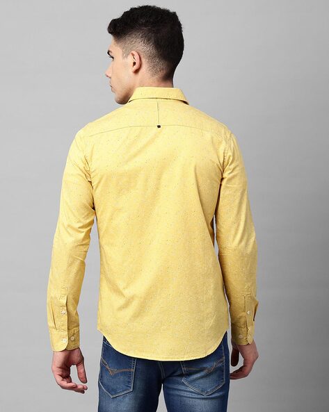 Buy Men Yellow Spread Collar Check Shirt online at NNNOW.com