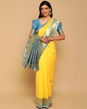 Buy Yellow Sarees for Women by Mm Venture Online