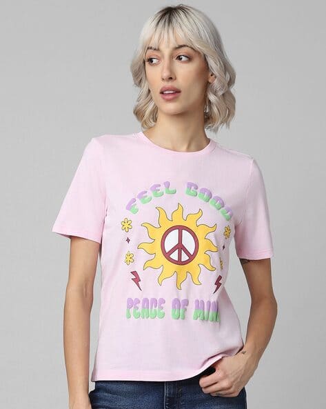 Women Graphic Print Crew-Neck T-Shirt