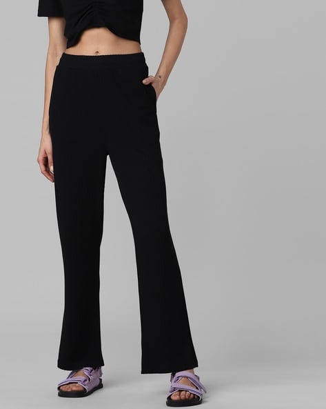 Buy Ribbed Flat-Front Trousers Online at Best Prices in India - JioMart.