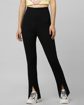 Hollywood Star Fashion High Waisted Black Dress Pants Jeggings Leggings  with Elastic Design on The Sides : : Clothing, Shoes & Accessories
