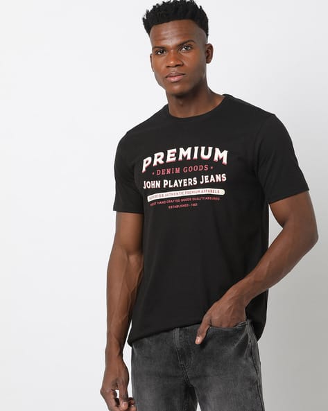 JOHN PLAYERS JEANS Slim Fit Logo Print Crew-Neck T-Shirt