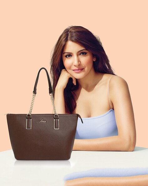 Calvin Klein Saffiano Brown/black Leather Tote Bag 