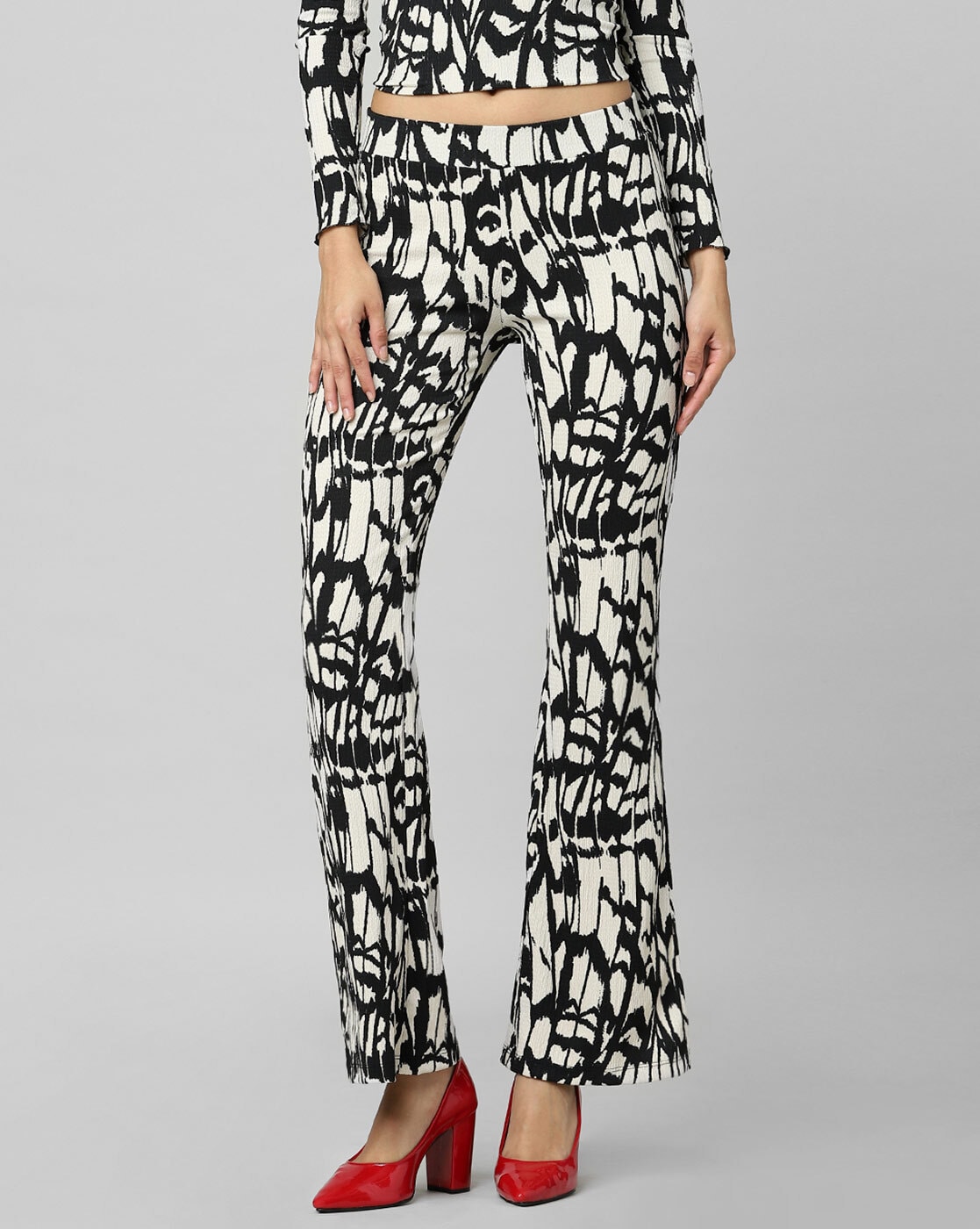 I SAW IT FIRST Split Hem Leopard Print Flare Trousers - ShopStyle