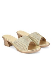 Buy Gold Heeled Sandals for Women by SHEZONE Online