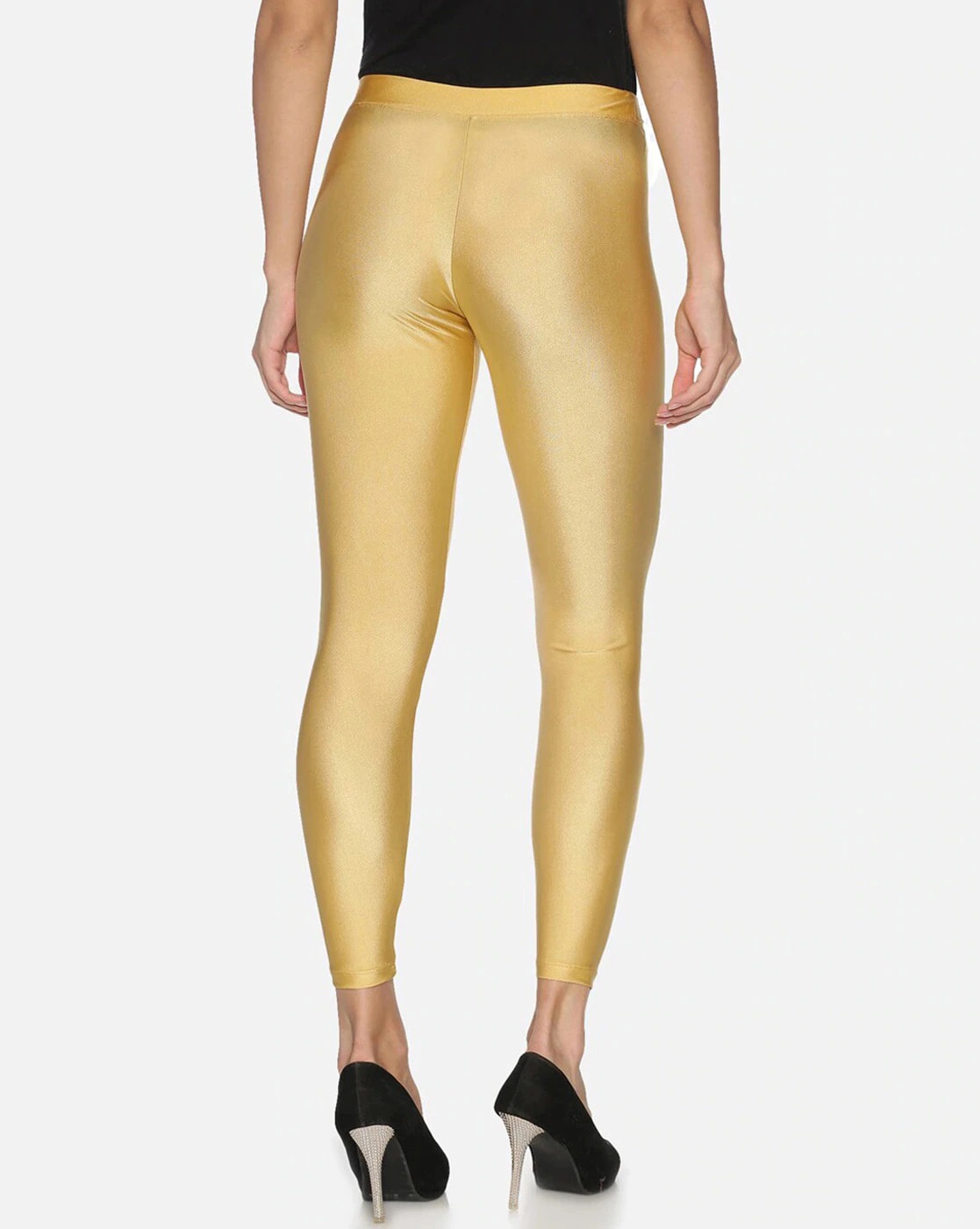 High Waist Sport Band Leggings - Metallic - Rogiani Inc