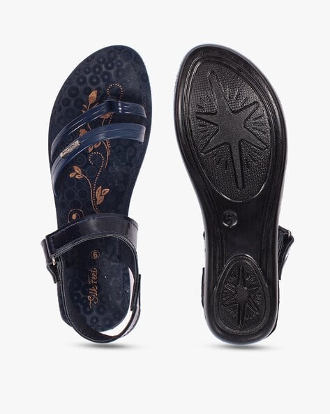 SILK FEET Floral Print Slip-On Sandals
