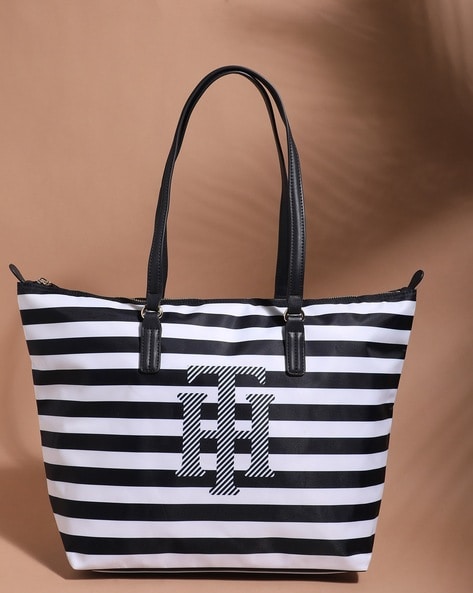 Chanel Black/White Striped Quilted Fabric and Sequin Medium Flap Bag -  Yoogi's Closet