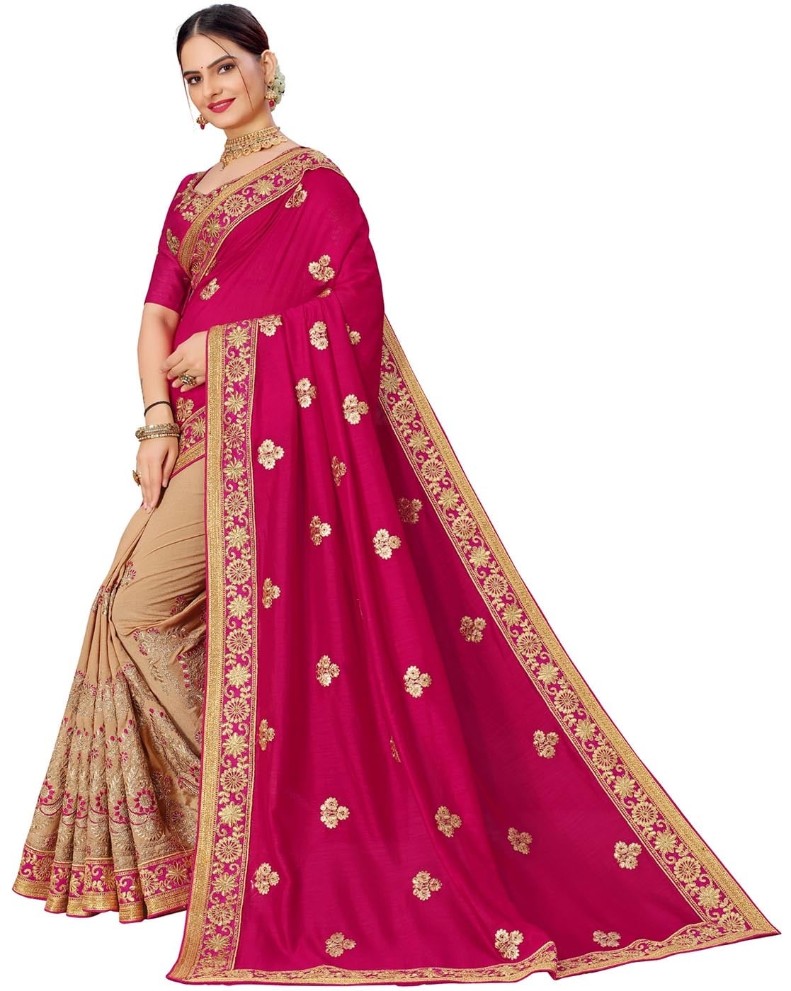 Buy Wine Sarees for Women by Winza Designer Online | Ajio.com