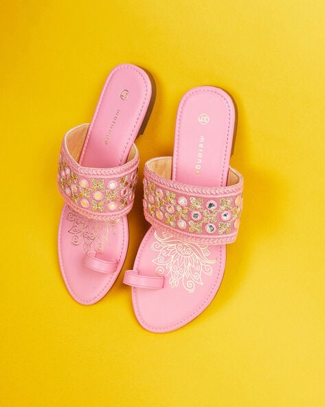 Buy Pink Flat Sandals for Women by MELANGE BY LIFESTYLE Online | Ajio.com