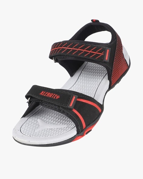 Red double strap online sandals