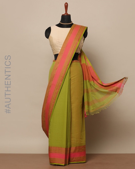 jacquard cotton silk plain saree with zari border