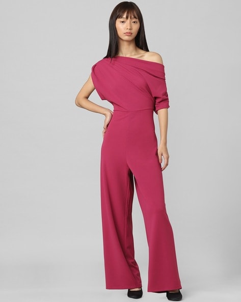 Madame Embellished Strap Coral Pink Slit Jumpsuit | Buy COLOR Coral Jumpsuit  Online for | Glamly