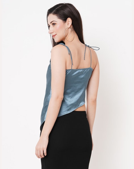 Fashion Women Style Satin Backless Back Vest Blouse Tops Strappy Summer  Beach Cami Tank (Color : Blue, Size : X-Large) : : Clothing, Shoes  & Accessories