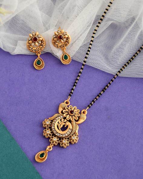 Brass 24 Inch High Gold Plated Mangalsutra With Earrings at Rs 1500 in Surat
