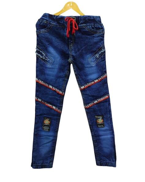 FASHION GRAB Typographic Print Stretchable Jeans