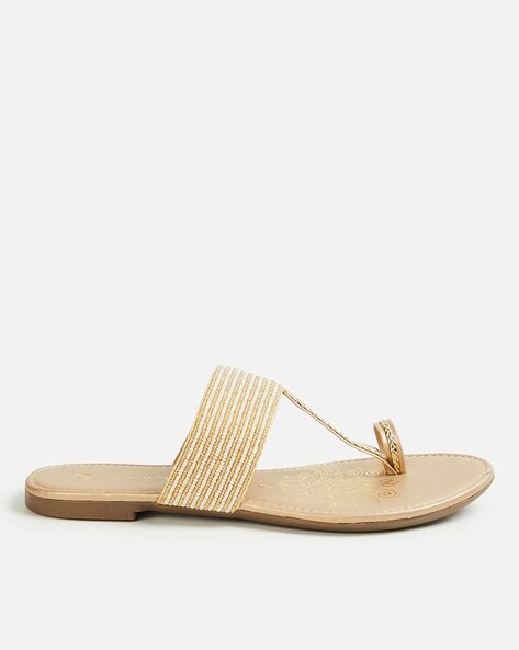 Buy Gold Flat Sandals for Women by Blue Beauty Online | Ajio.com