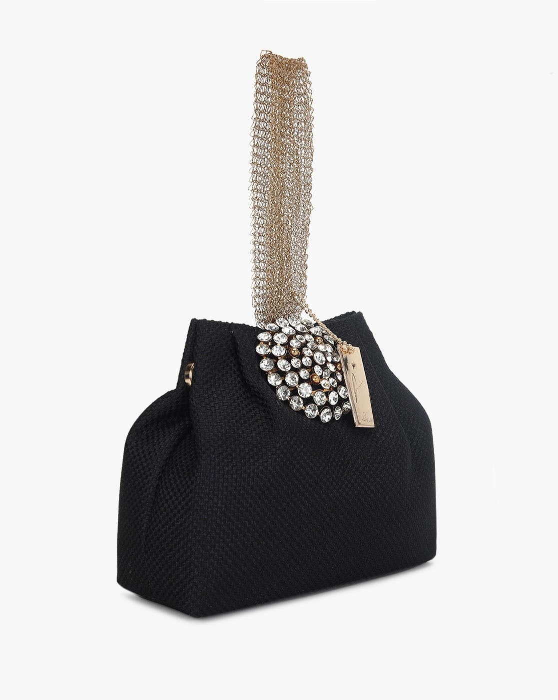 Black embellished best sale clutch bag