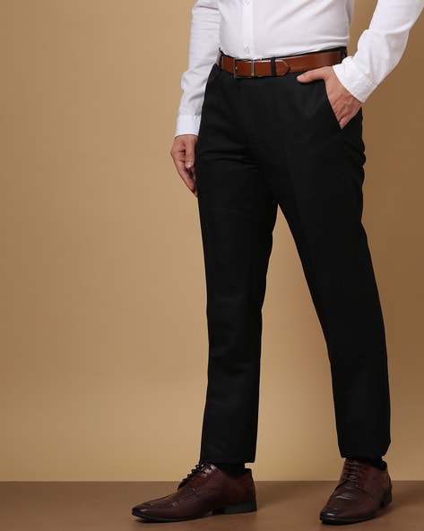 Buy Arrow Men Grey Smart Fit Autoflex Regular Fit Solid Formal Trousers - Trousers  for Men 2154693 | Myntra