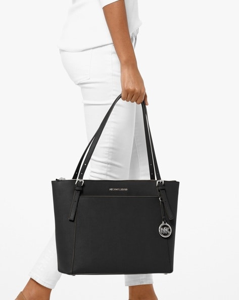 Buy Michael Kors Voyager Large Saffiano Leather Top-Zip Tote Bag, Black  Color Women