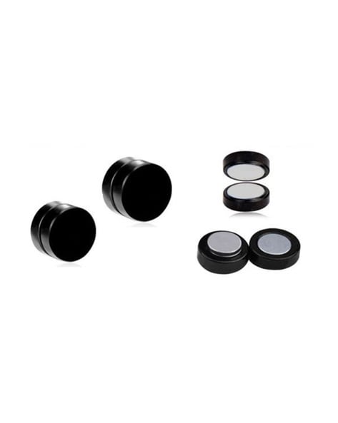 6mm Black Magnet Earrings for BoysMenGirlsWomenStainless Steel Magnetic  Earring  pack of 2 