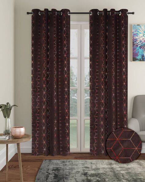 Cortina Eyelet Curtain Set of 2 Eyelet Geometric Print Door Curtains