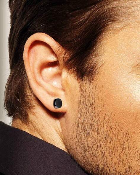 Buy 2pcs Men Women 12MM Magnetic Black Circle Stud Earrings NonPiercing  Clip On Cheater Fake Ear Gauges at Amazonin