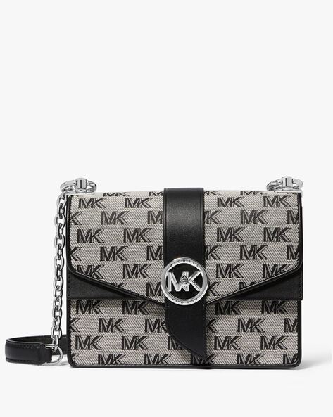 Buy Michael Kors Greenwich Small Colour-Block Logo & Saffiano Leather  Crossbody Bag, Black Color Women