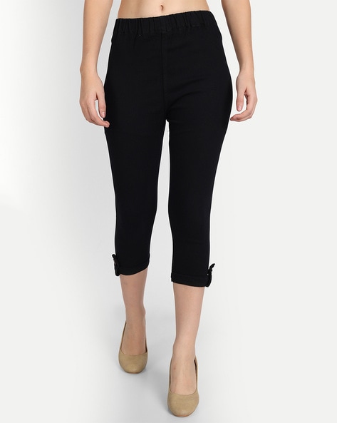 Mid Rise Capris with Elasticated Waistband