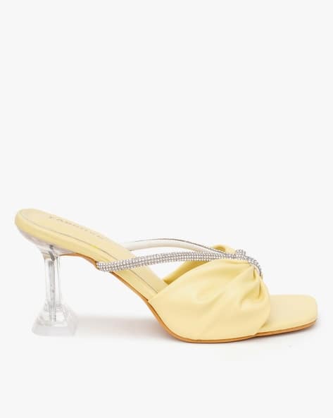 Buy Yellow Heeled Sandals for Women by Fabbhue Online | Ajio.com