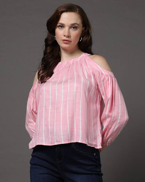JDY BY ONLY Striped Cold-Shoulder Top
