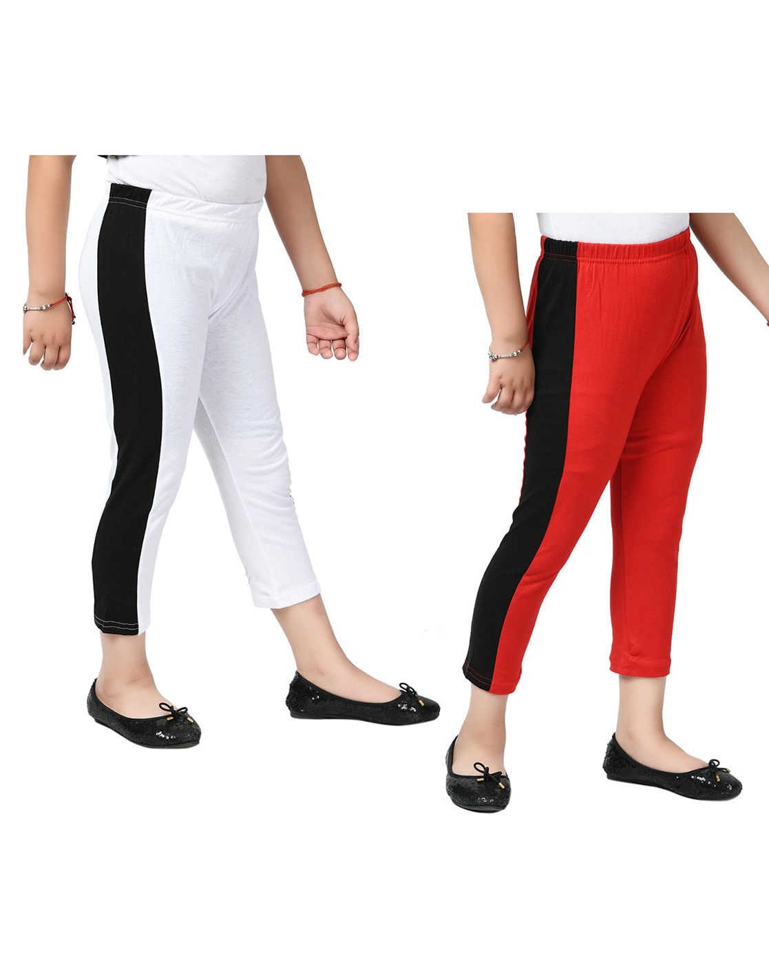 Buy Red & White Trousers & Pants for Girls by INDIWEAVES Online