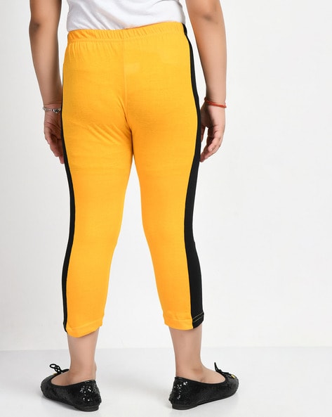 Buy Black & Yellow Trousers & Pants for Girls by INDIWEAVES Online