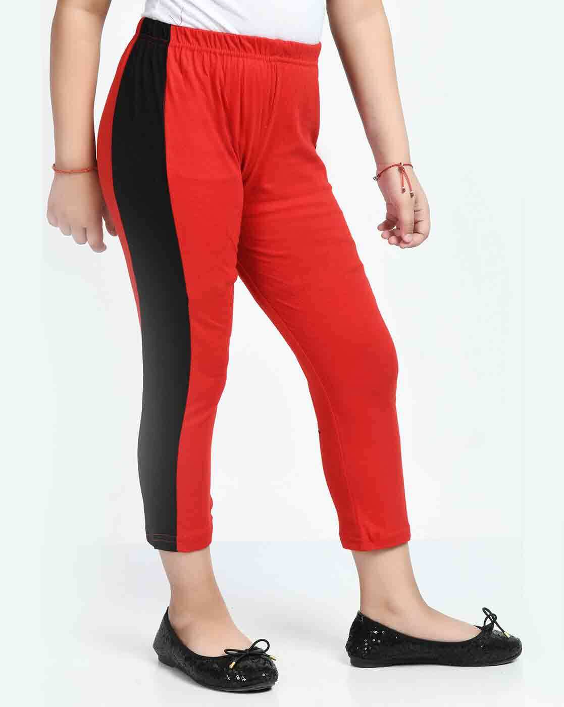 Buy Red & Peach Trousers & Pants for Girls by INDIWEAVES Online