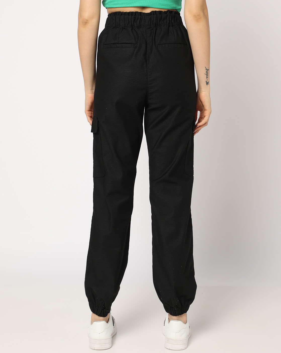 Buy Women Elasticated cuffs cargo jogger black s Online at Best Prices in  India - JioMart.