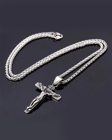 Layered Cross Necklace for Men, 18K Gold Silver Black Stainless Steel Mens  Cross Necklaces Cross Chain Layered Rope Chain Cross Necklace for Men Women  Boy Girls 16 18 20 22 24 Inch