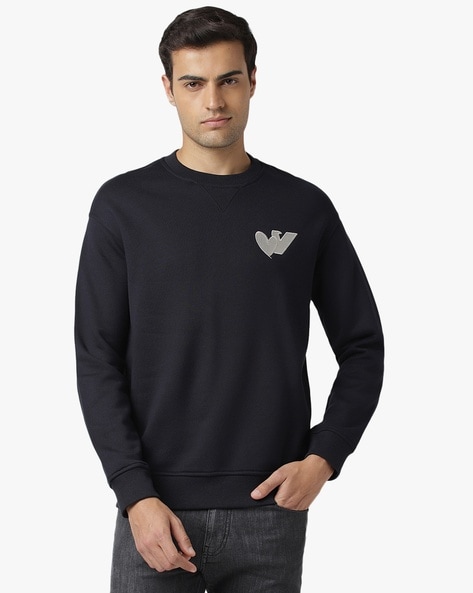 Emporio armani crew on sale neck logo sweatshirt black