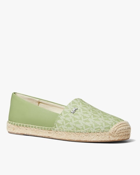 Kors Shoes Canvas Mk Kendrick Slip On Buy Green Flat Sandals