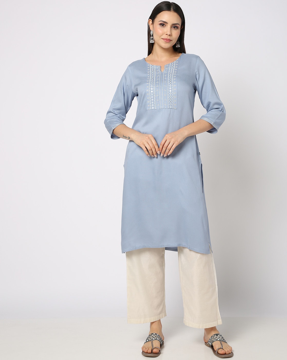 Avaasa Indian Kurta Dress And Chudidar Leggings Blue Size M - $50