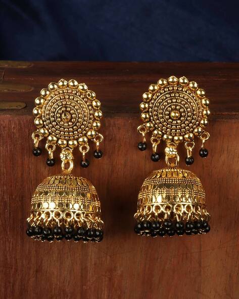 Black Beads Set CZ Earrings - Jewellery Designs