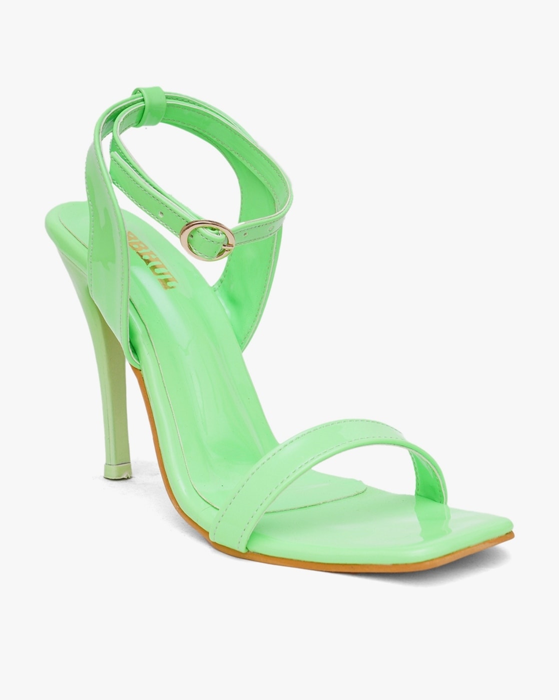 Neon Green Clear Chunky Heeled Ankle Strap Sandals | SHEIN USA