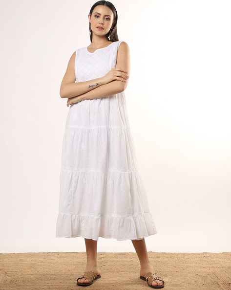 White Hollow Short Sleeve Round Neck Cotton Maxi Dress | Maxi dress cotton,  Maxi dress, Womens maxi dresses