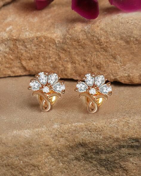 Heart Shaped Yellow Gold Stud Earrings | Ouros Jewels