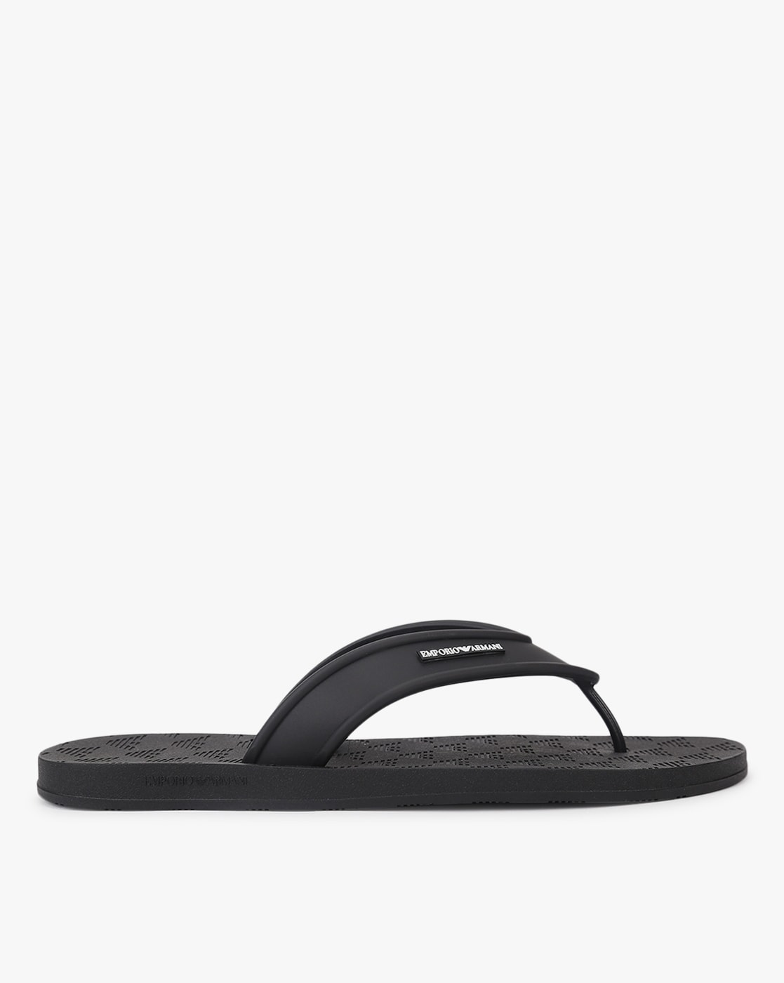 Buy EMPORIO ARMANI All Over Logo Detailing Flip Flops Black