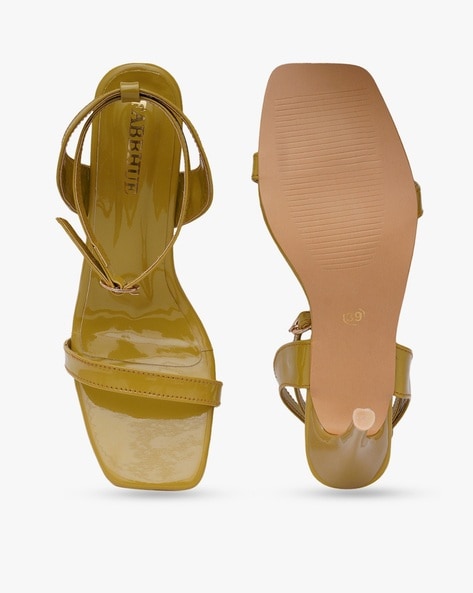 Buy MIXT by Nykaa Fashion Neon Yellow Almond Toe T Strap Stilettos online