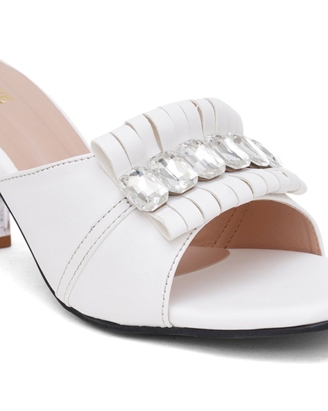 Buy White Heeled Sandals for Women by Fabbhue Online