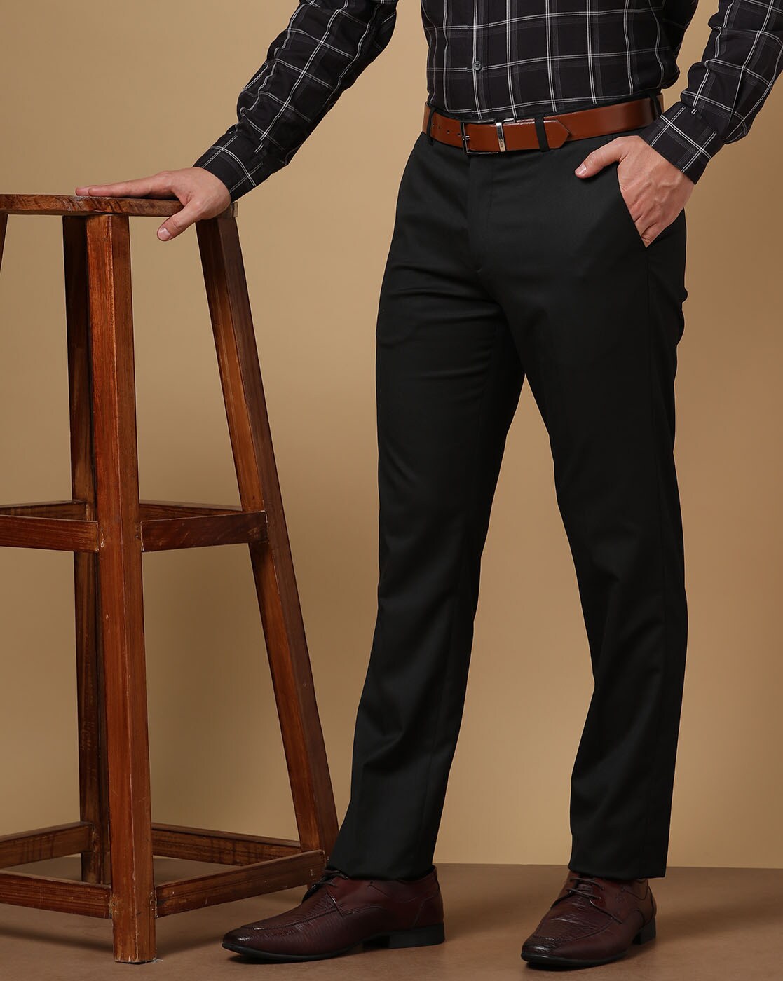 Buy Arrow Black Cotton Regular Fit Trousers for Mens Online  Tata CLiQ