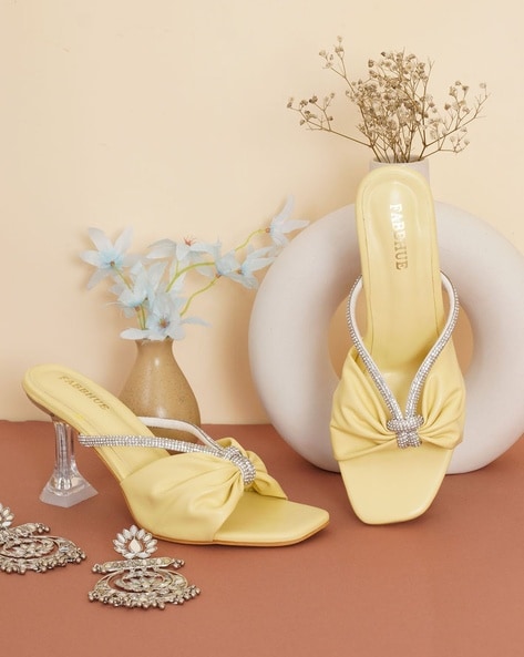 Buy Shoetopia Women Solid Yellow Heels Online